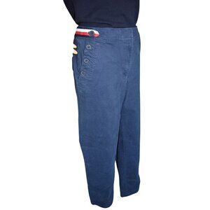 Tommy Hilfiger Navy Blue Wide Leg Trousers Pants Womens Size 10 Accent Stripes